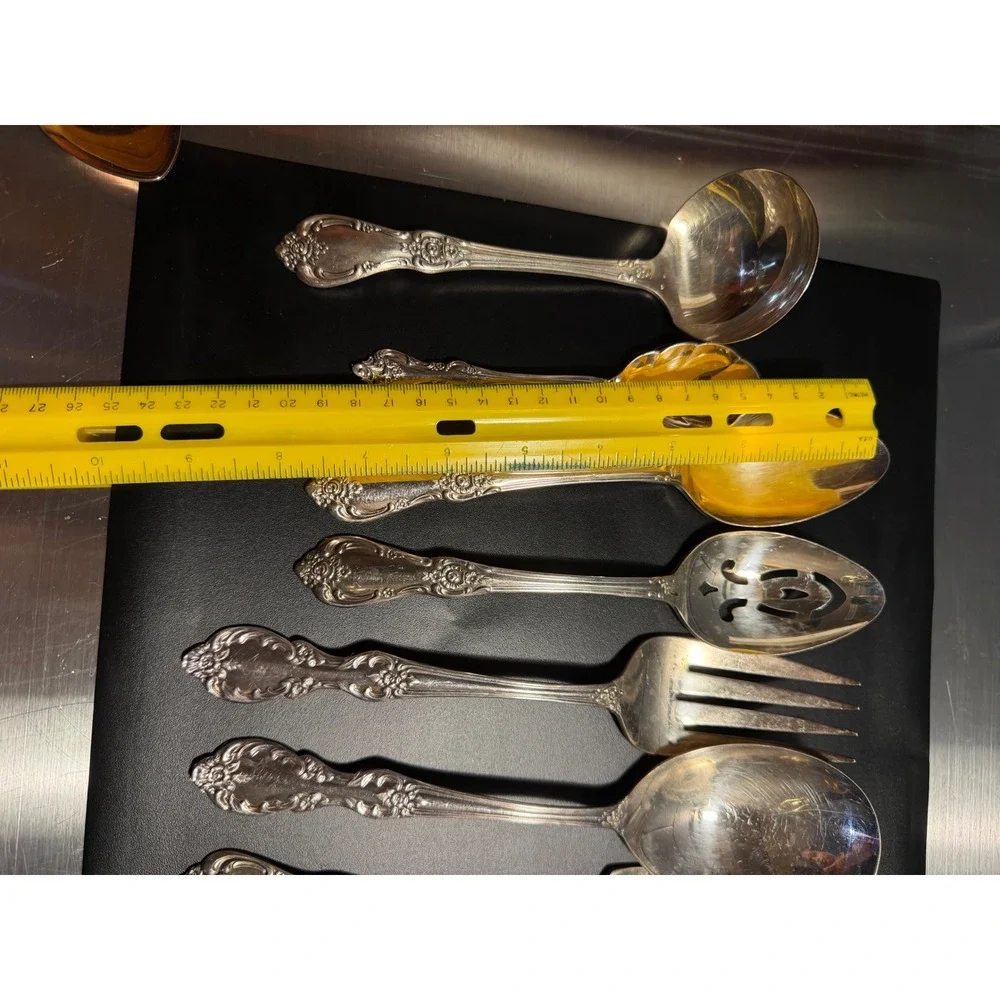 Oneida Wm Rogers Vanessa Francesca Silverplate Serving Set 7pc Flatware Vintage